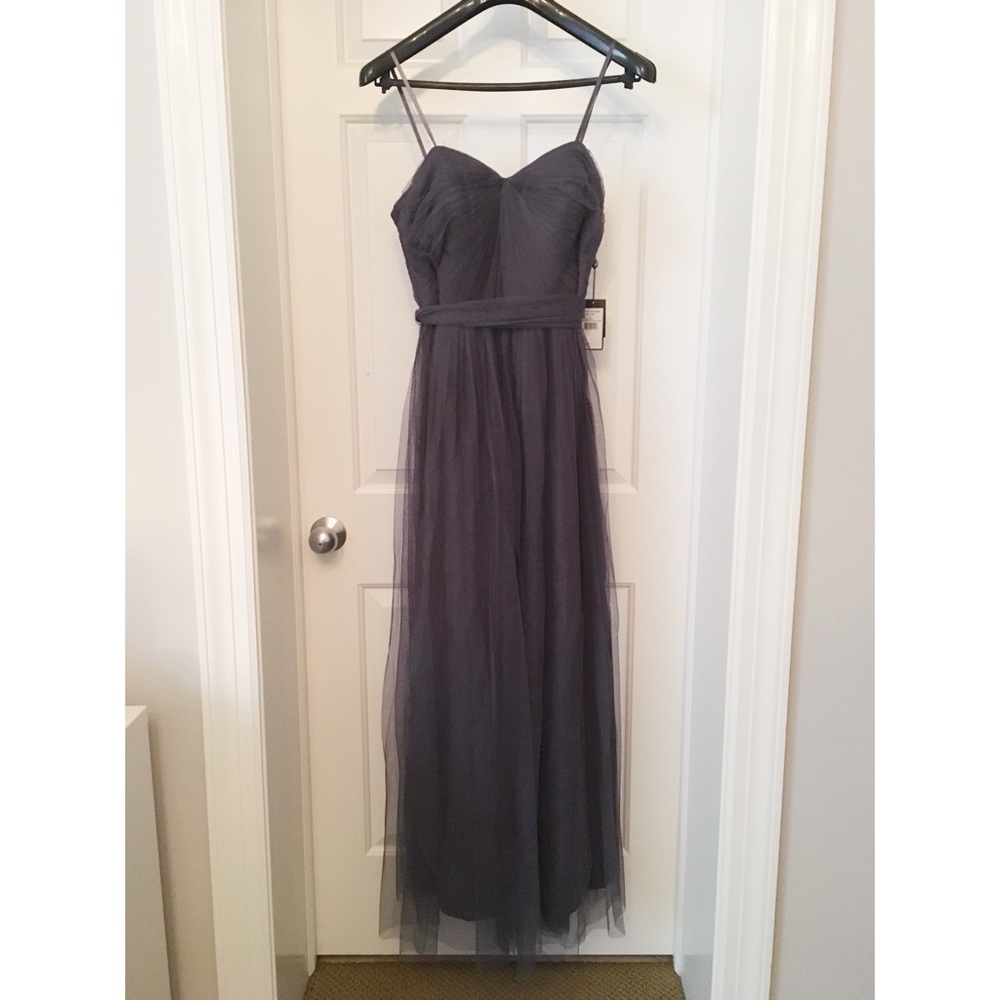Adrianna Papell Convertible Infinity Tulle Gown Gunmetal 14